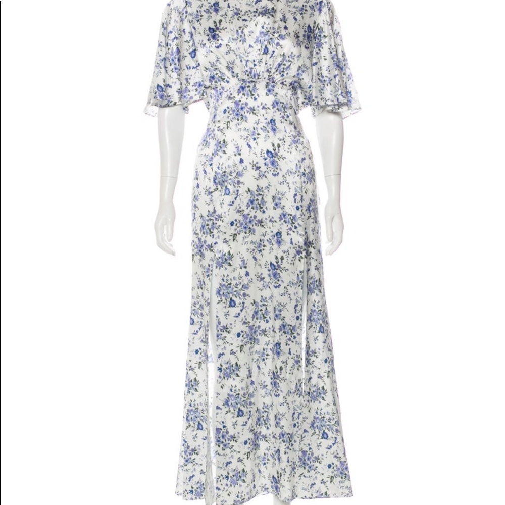 Les Reveries white and blue floral dress size 8 NWT